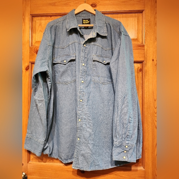 Work n' Sport Men's Denim Long Sleeve Shirt 3X - Picture 1 of 7